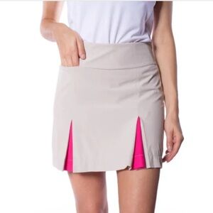 GOLFTINI Pleated Hem Golf Tennis Pickleball Skort Skirt Taupe Pink Holiday SZ 8